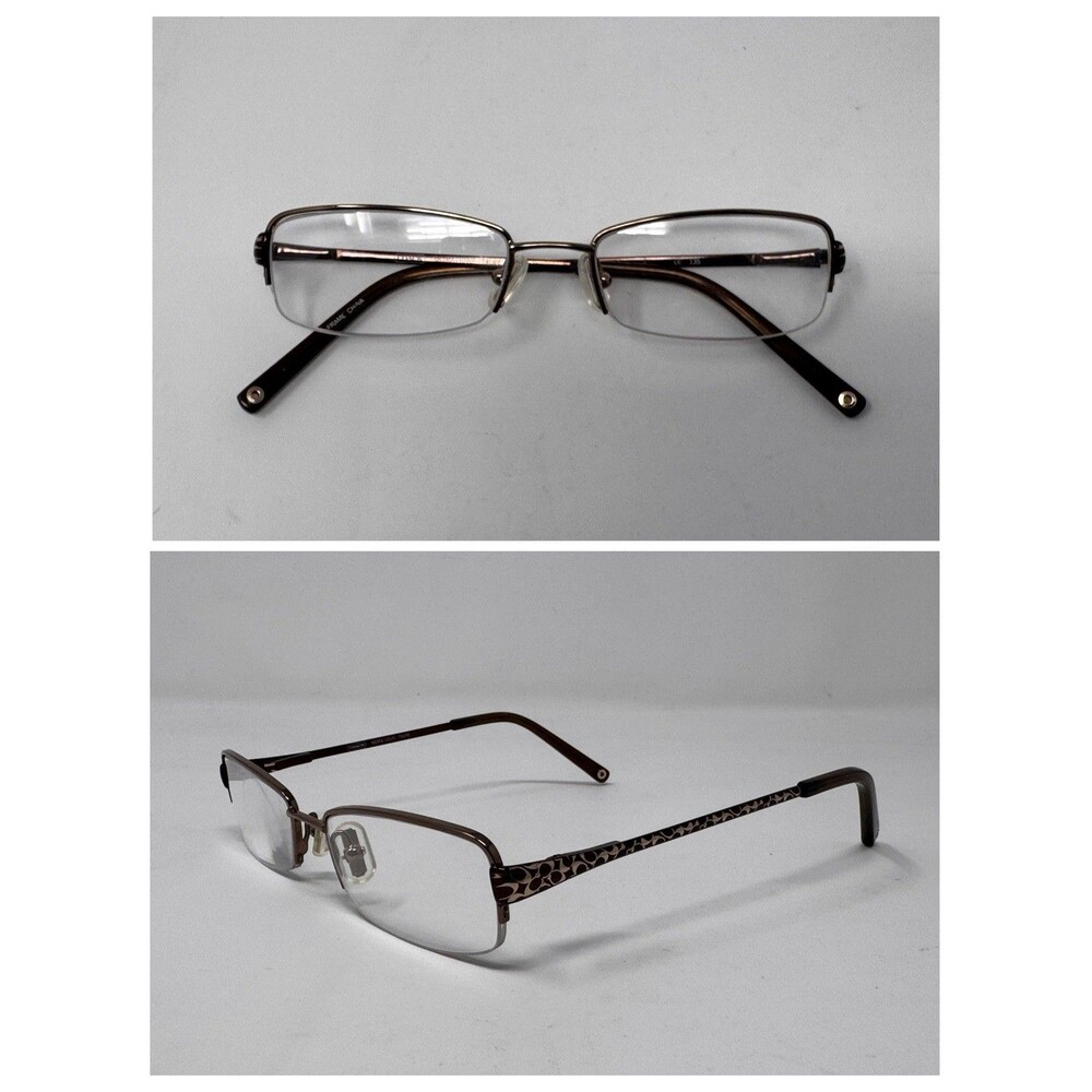 Coach Moira 1010 Eyeglass Frames Only 50-16-135 Metallic Half Rim Authentic